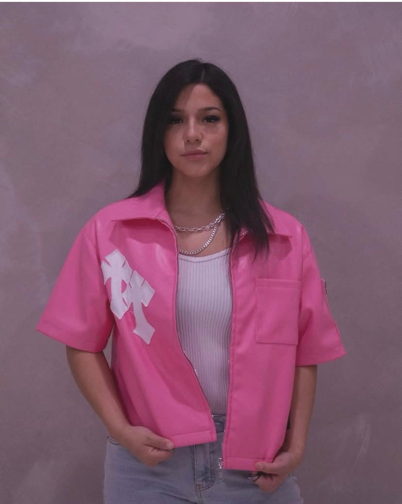 Pink Fear God leather Jacket